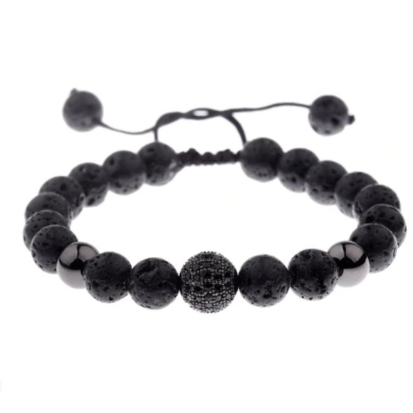 Other - Black Zircon Lava Stone Bracelet